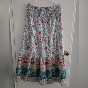 Floral Bohemian Maxi Skirt New, Size Large